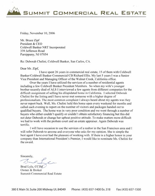 2006 Brad Lyle letter of commendation